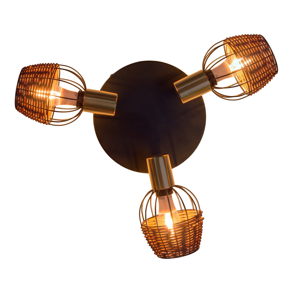 Näve Corbis Plafondlamp 3-vlam Zwart-Goud 38cm