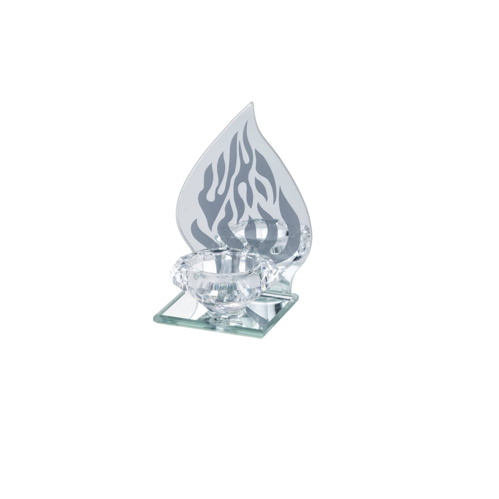 VLAM KANDELAAR ZILVER KRISTAL