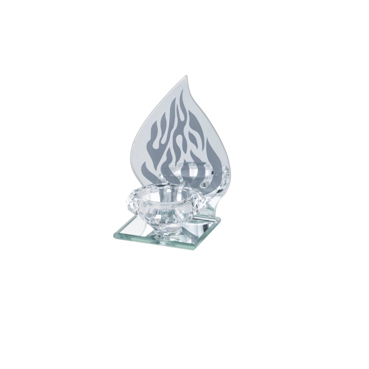 VLAM KANDELAAR ZILVER KRISTAL
