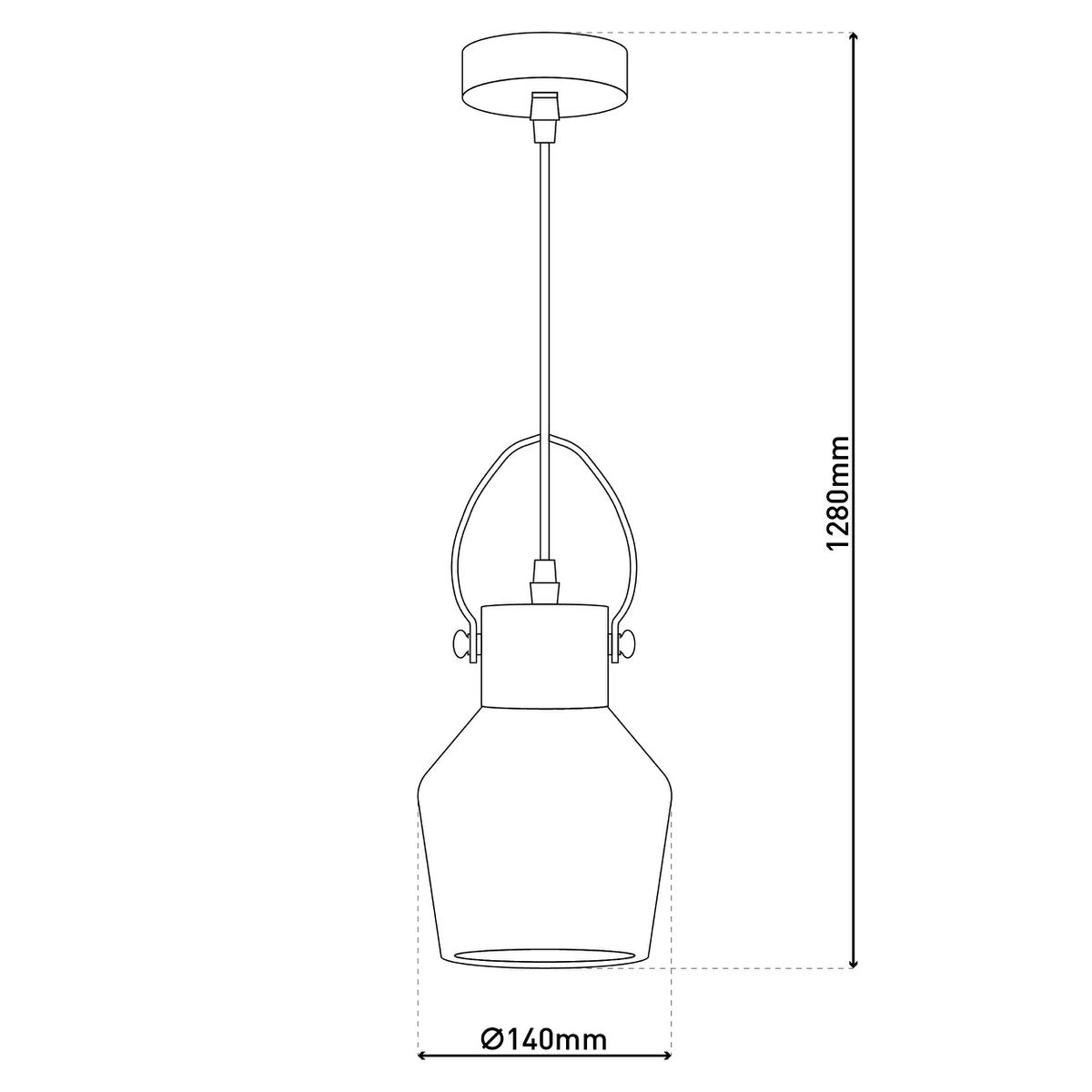 Glazen hanglamp Alex - Beige 128cm
