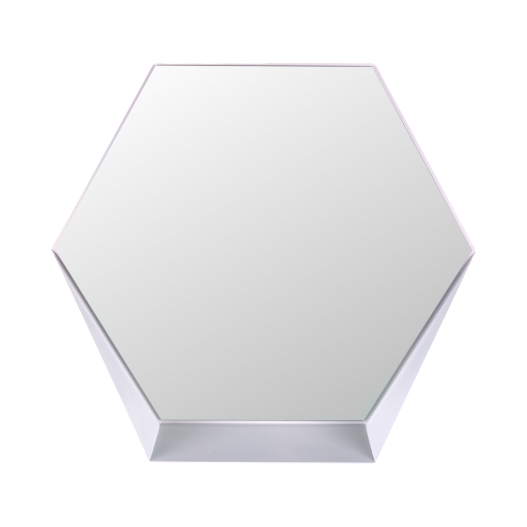 Gorillz Hive Hexagon Wandspiegel - 60x52 cm - Industrieel Wit met Opbergplank