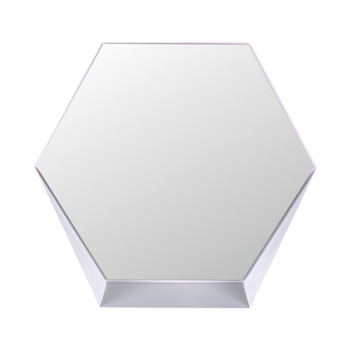 Gorillz Hive Hexagon Wandspiegel - 60x52 cm - Industrieel Wit met Opbergplank