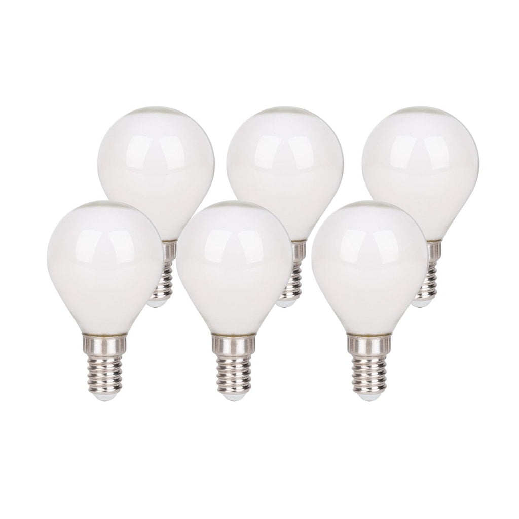 6 Set LED -lamp met E14 -aansluiting, peervorm 4 watt, gemaakt van metaal en glas, melkachtig