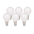 6 Set LED -lamp met E14 -aansluiting, peervorm 4 watt, gemaakt van metaal en glas, melkachtig