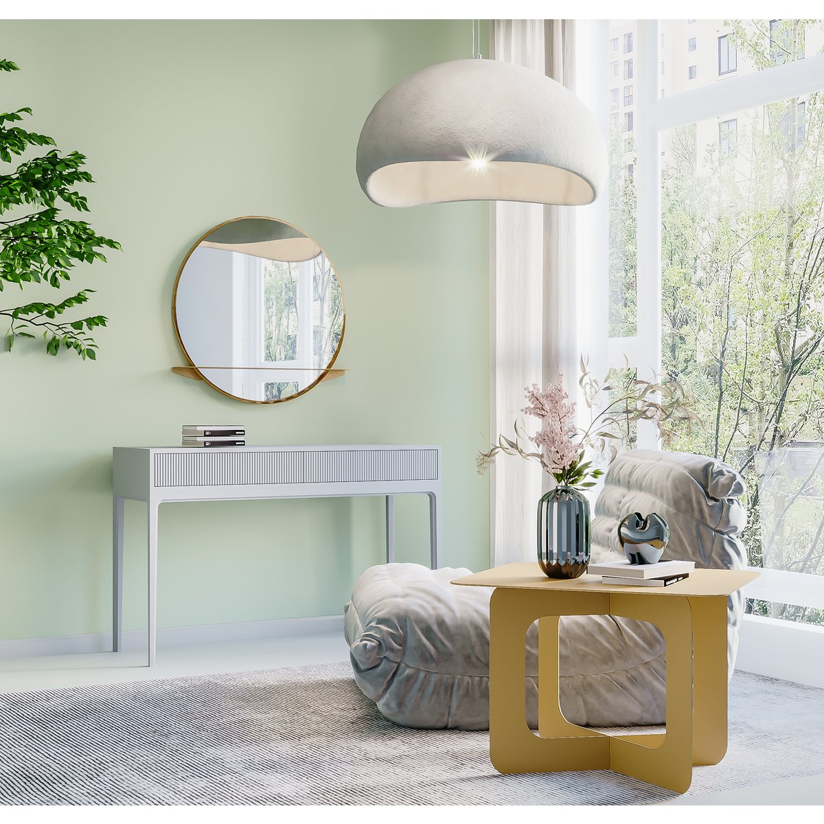 Gorillz Alien 80 Ronde Spiegel - Goud - Plankje & Modern Design