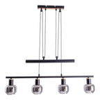 Näve Fumoso Hanglamp 4-lichts 78cm Zwart Rookglas