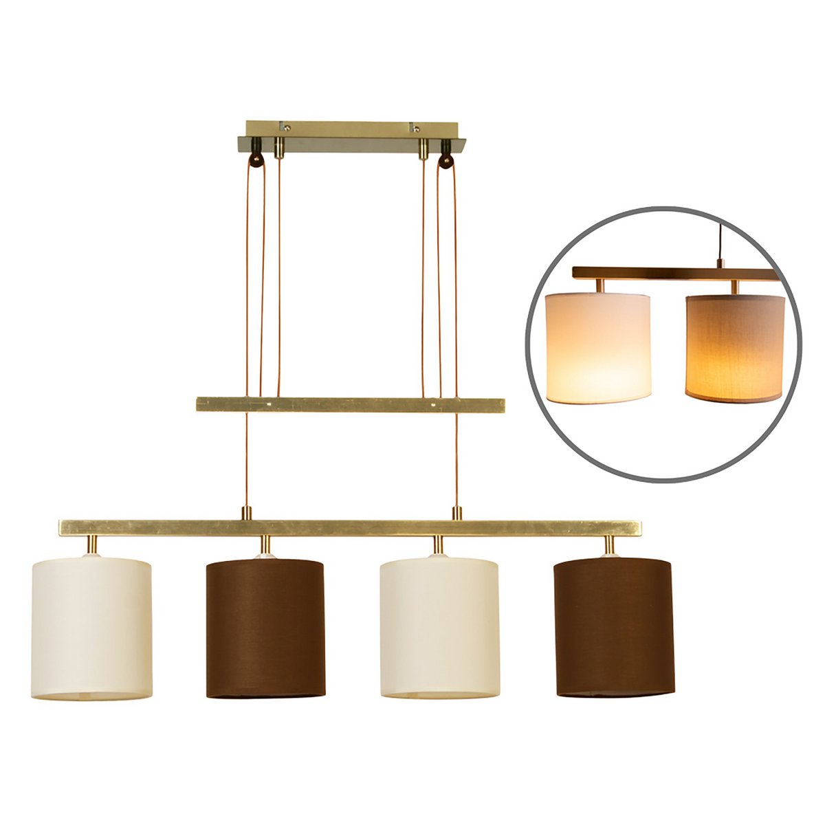 Näve Tilde Hanglamp 4-Lichts - Beige Bruin 86cm