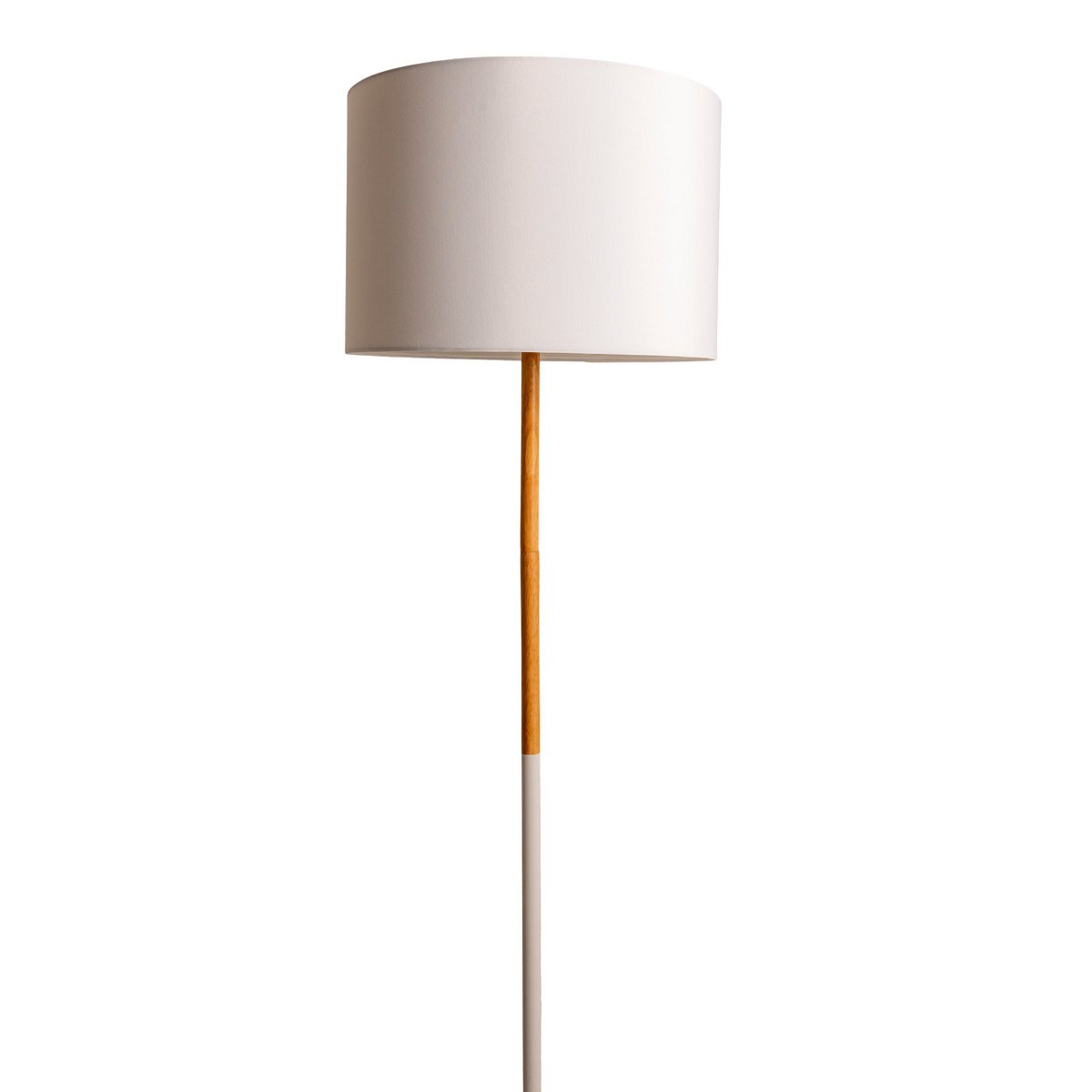 Textiel staande lamp "Tessile", vloerlamp gemaakt van metaal, rubberen boom en stof in wit en natuur, E27 -aansluiting, staande lamp 126 cm hoog