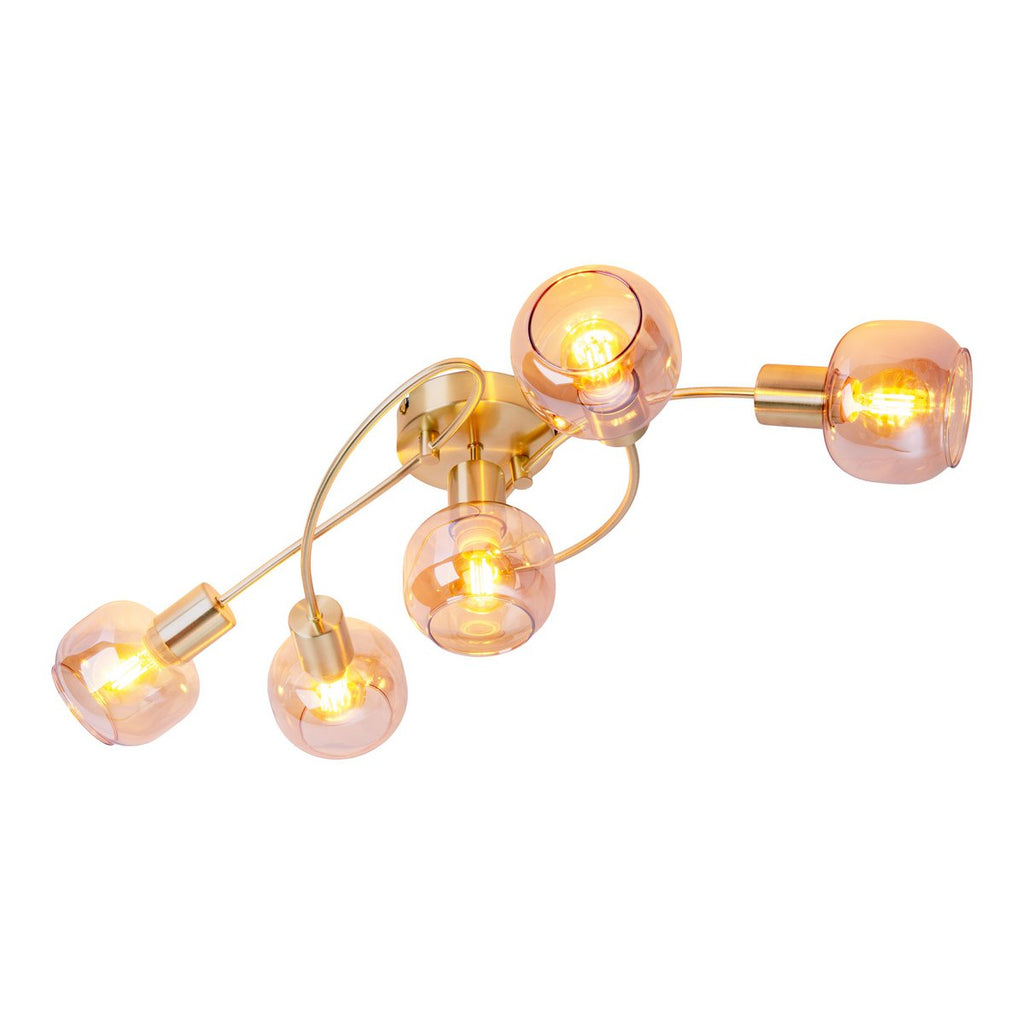Näve Libby Plafondlamp 5-Spots Messing Amber 65,5cm E14