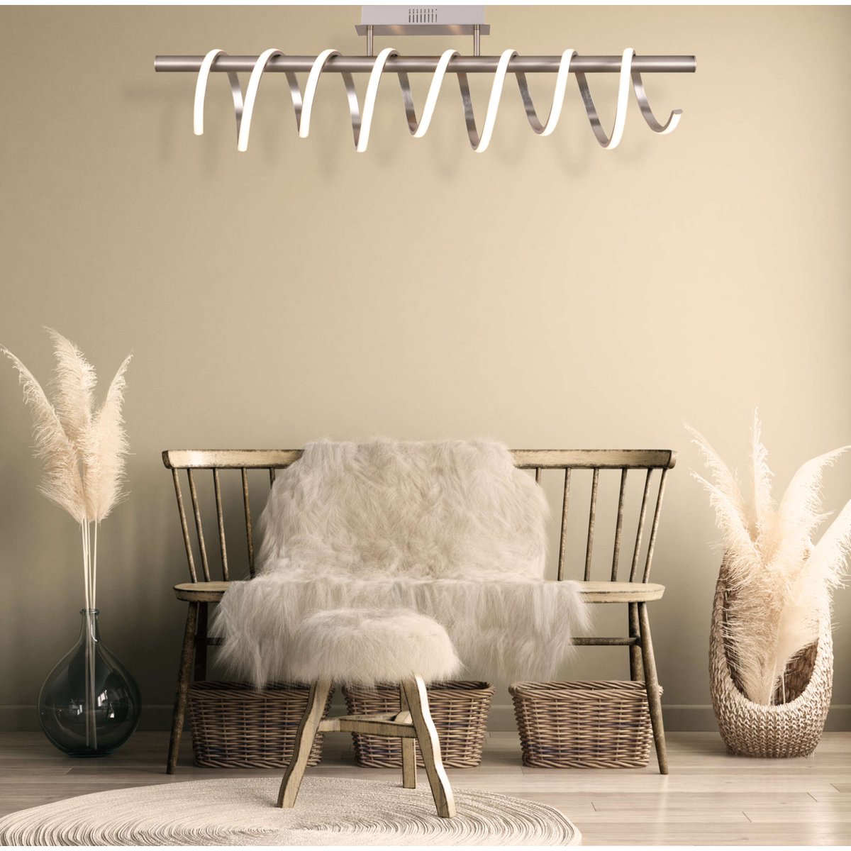 Näve Belleza LED Plafondlamp - Nikkel Wit 100cm