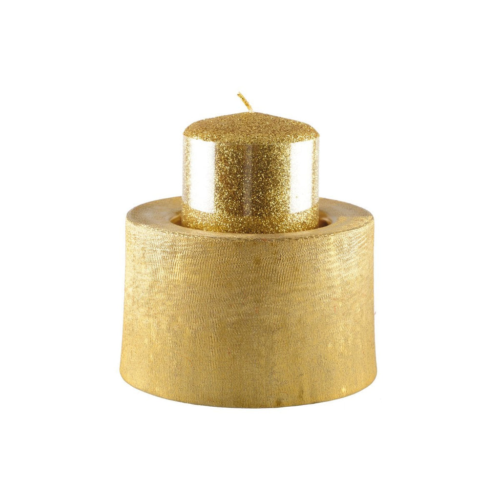 Gouden Metalen Kandelaar 12,5x12,5x8,5 cm
