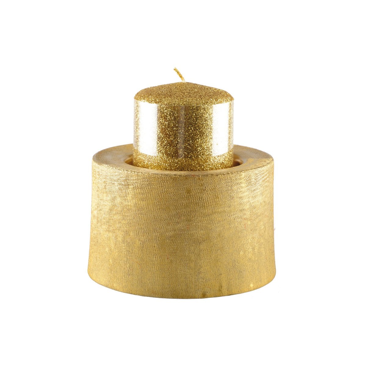 Gouden Metalen Kandelaar 12,5x12,5x8,5 cm