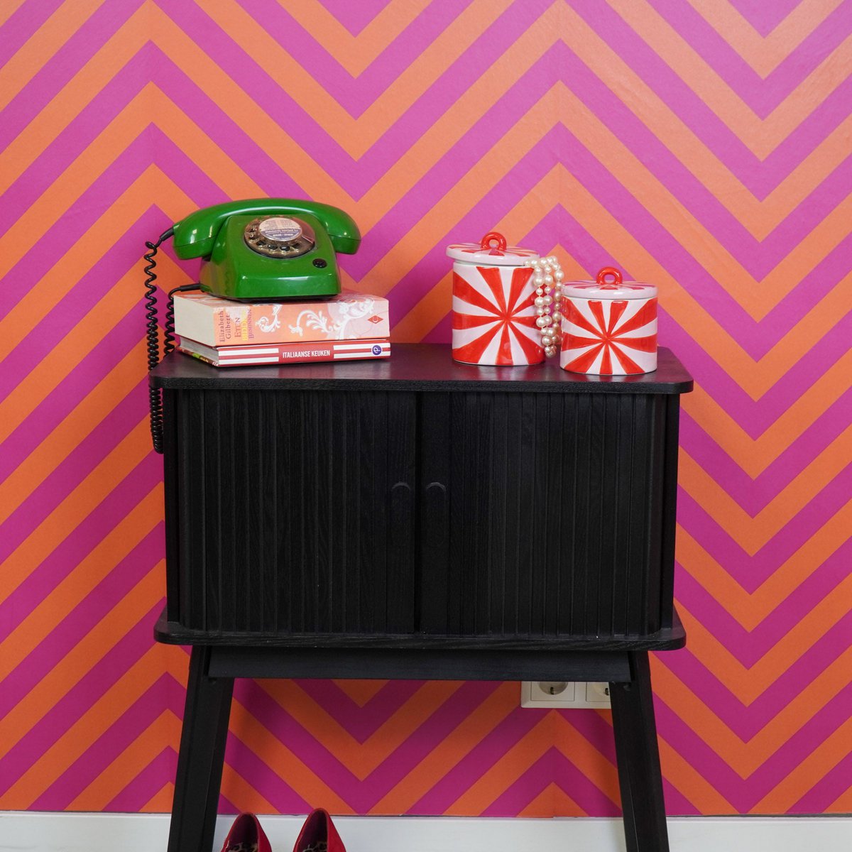 Housevitamin Swirl Voorraadpot - Rood/Roze - Dolomiet 11cm