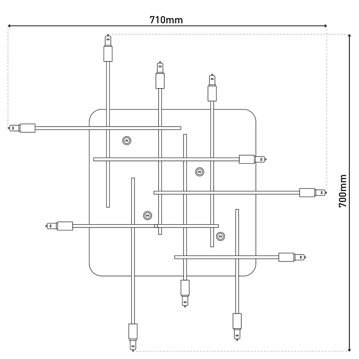 ANCONA LED Plafondlamp - Roestvrijstaal 71x70cm