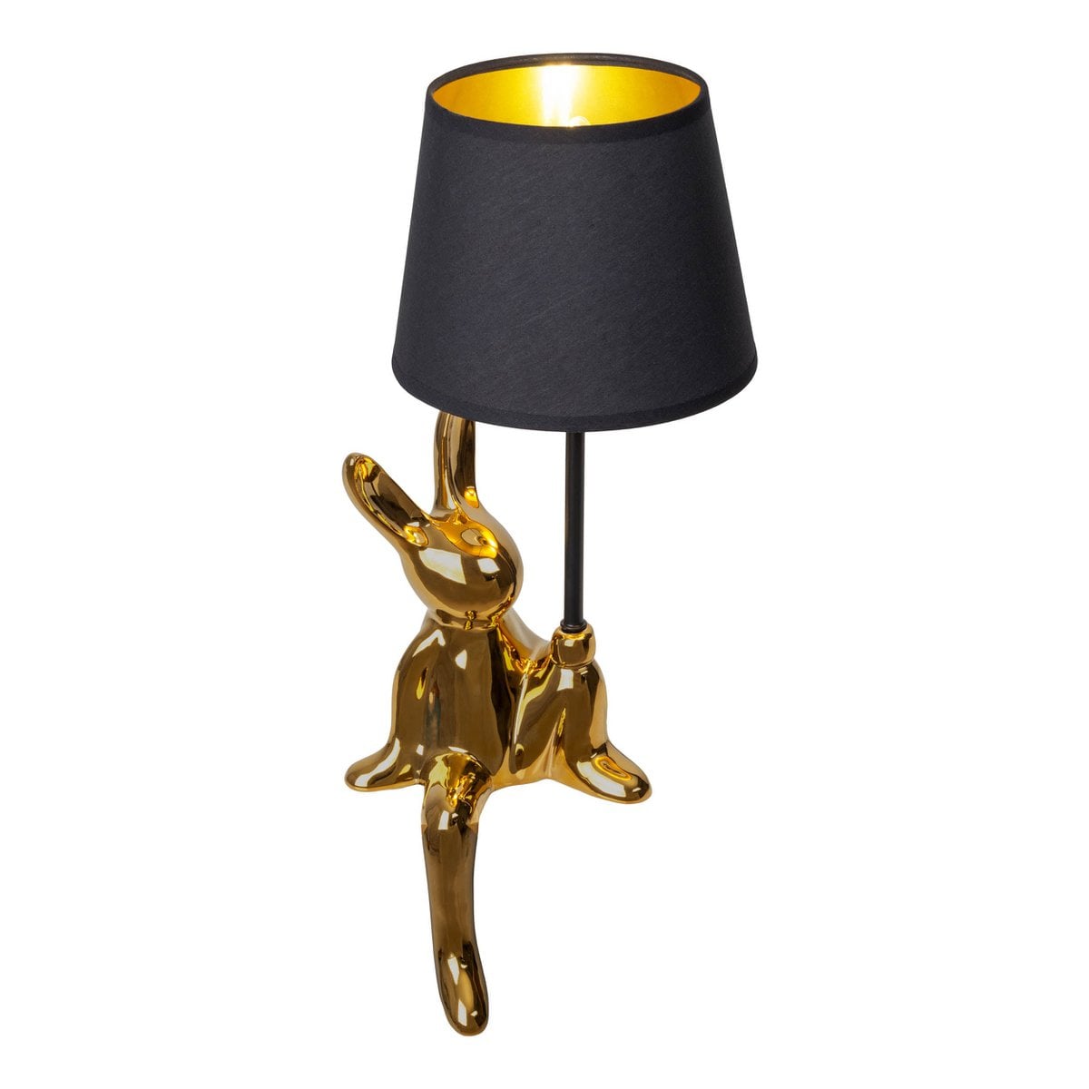 Tafellamp "helge" Ø 18 cm, hoogte ca. 45 cm, gemaakt van keramiek in zwart en gouden, zwarte tekstbladen