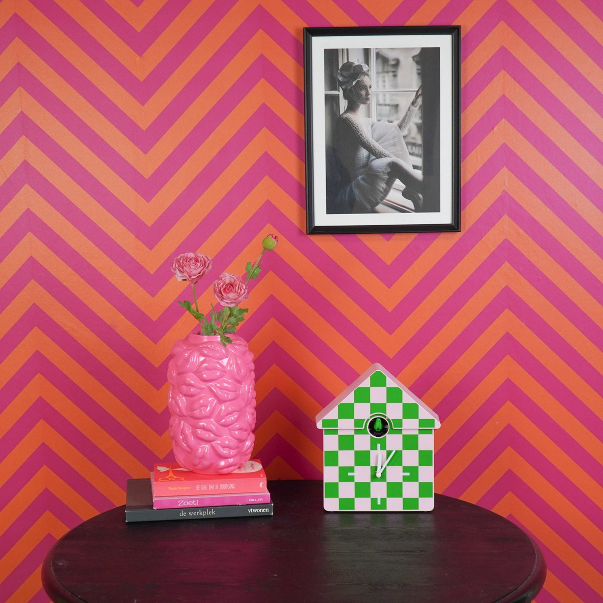 Klokoekoekjesklok - Groen/roze - 24x27x9cm Housevitamin