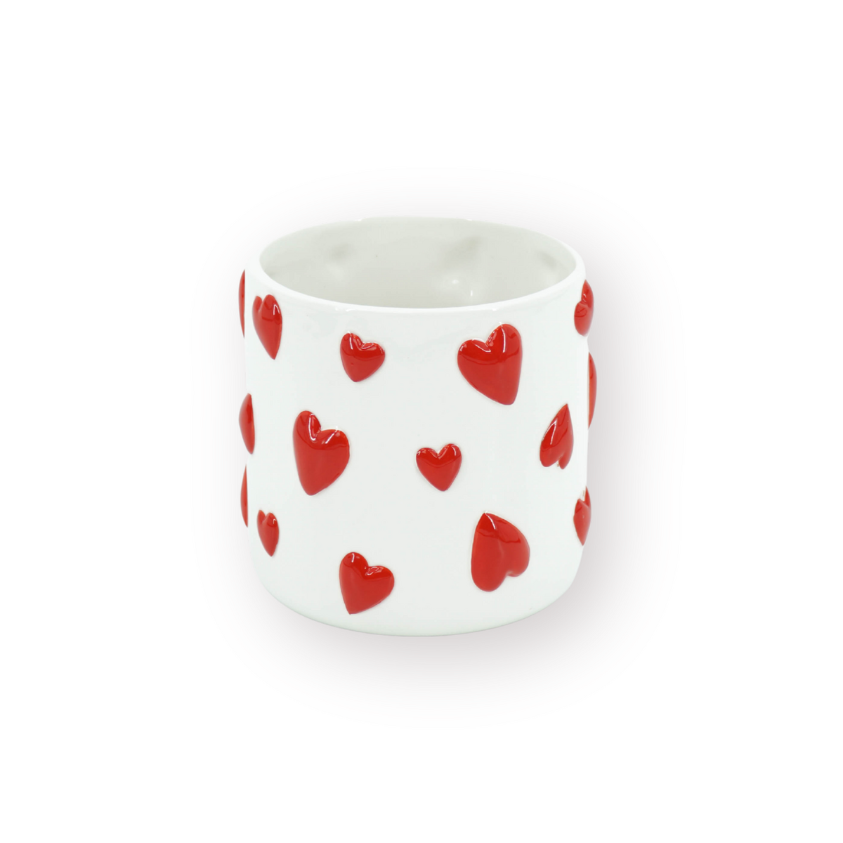 Hartjes Bloempot Wit/Rood - 15,5x15,5x16cm Dolomiet