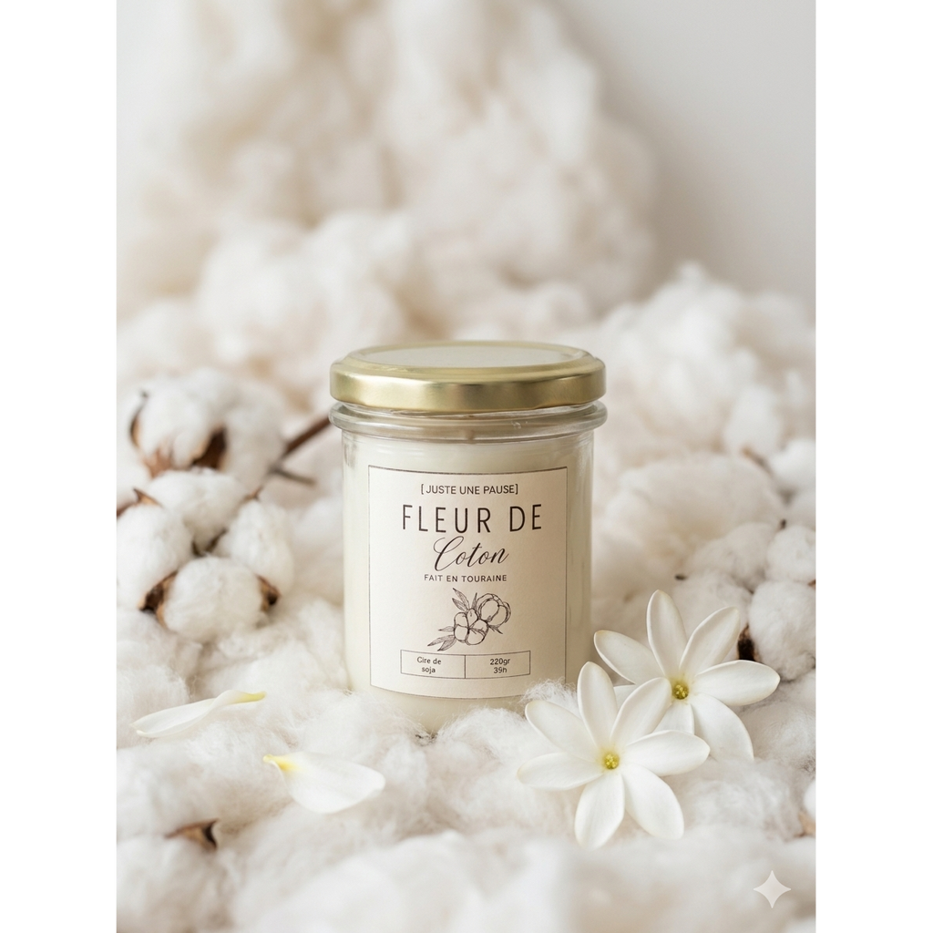 Juste une pause Gegoten Kaars - Fleur de Coton - Sojawas