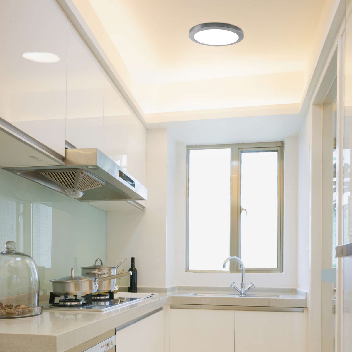 Näve Bonus LED Plafondlamp - Chroom/Wit 22,5cm