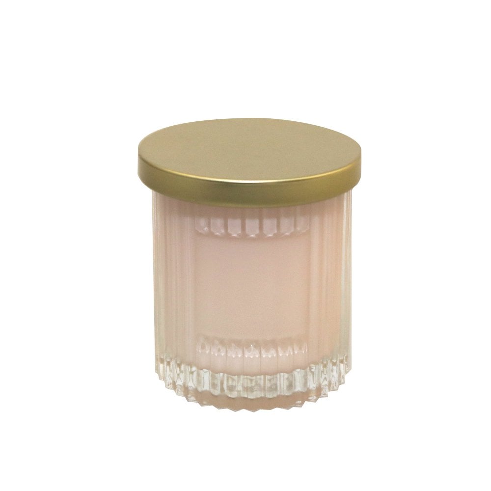 Aulica roze kaars met gouden hoes - kokosparfum 7,5x7,5x9cm