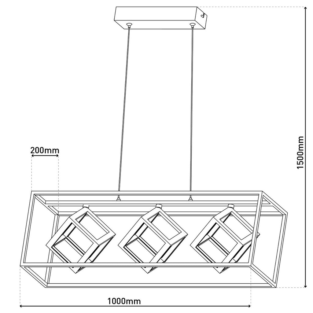 LED hanglamp Tripoli 100cm - Zwart