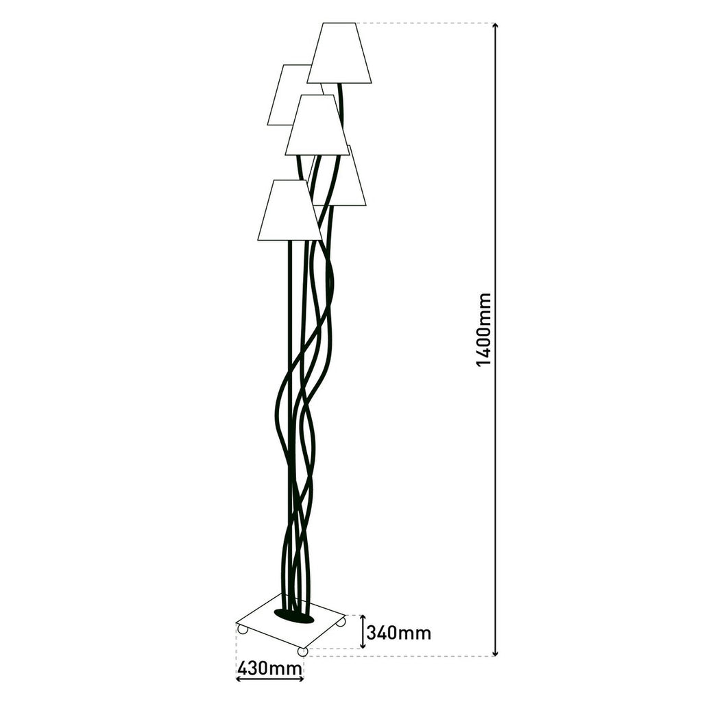 Näve Boho Vloerlamp 4-lamps Beige/Bruin 138cm