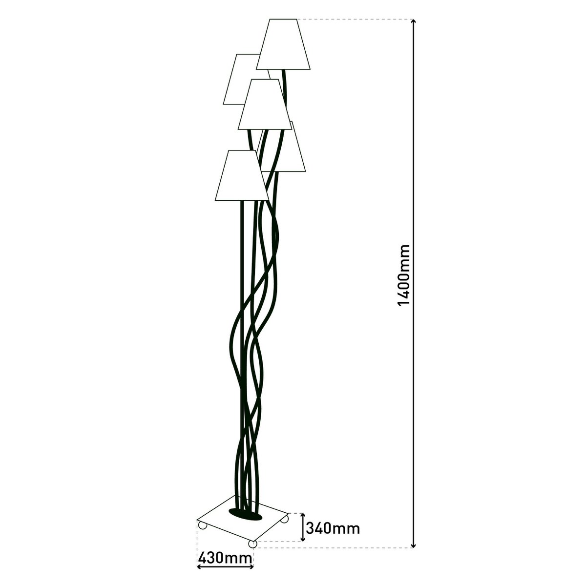 Näve Boho Vloerlamp 4-lamps Beige/Bruin 138cm
