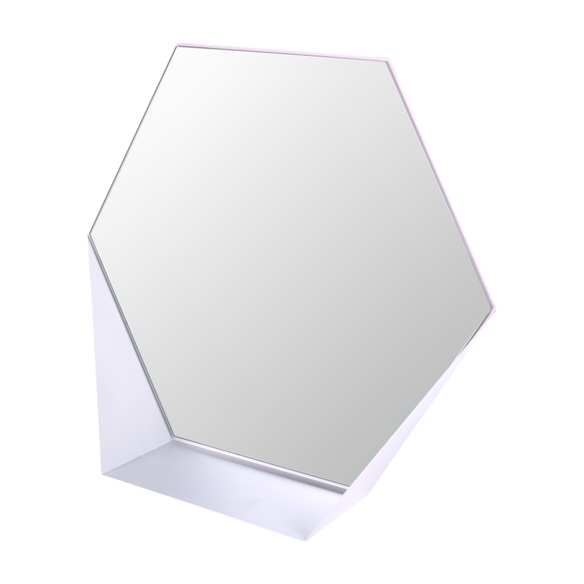 Gorillz Hive Hexagon Wandspiegel - 60x52 cm - Industrieel Wit met Opbergplank