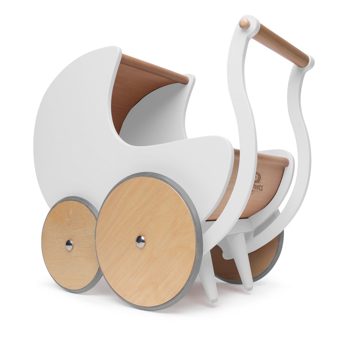 Kinderfeets Poppenwagen en Loopwagen - Wit Berkenhout