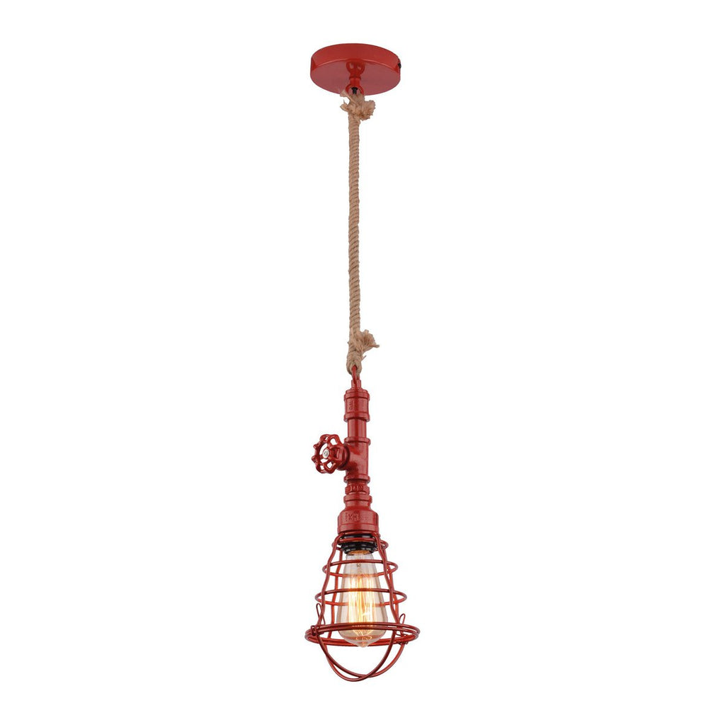Näve Regia Hanglamp - Rood Metaal Hennep E27