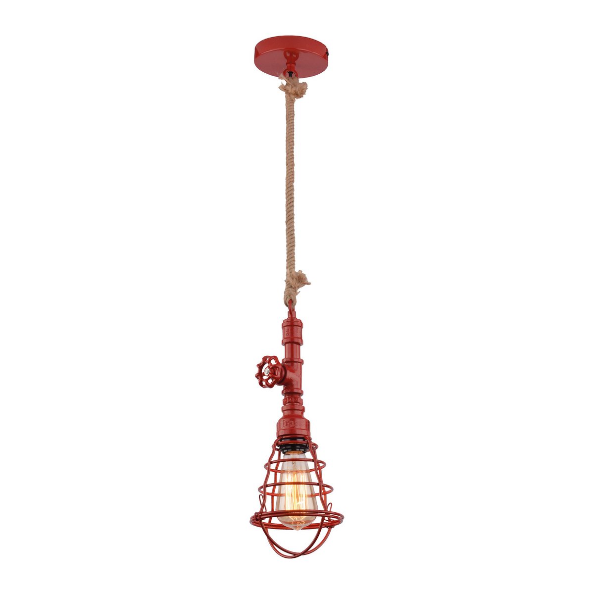 Näve Regia Hanglamp - Rood Metaal Hennep E27