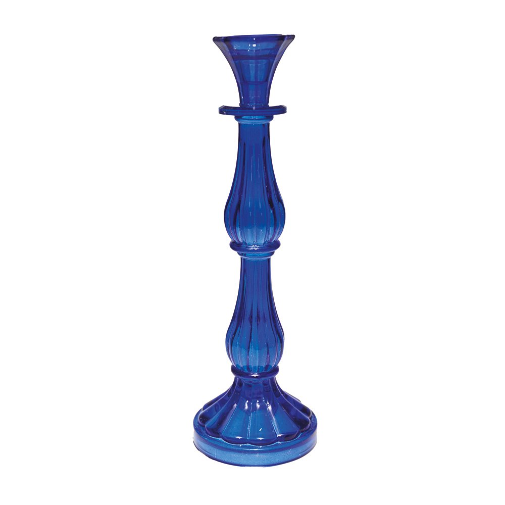 Blauwe glazen kandelaar H31cm, aulica - Medium