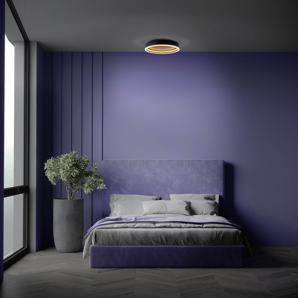 LED -plafondlamp Arany, plafondlamp gemaakt van metaal en plastic in zwart, met stevig ingebouwde LED's, dimbare, 40 cm diameter