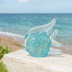 Decoratieve glazen vis blauw 14,5x5,5x13cm