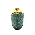 Groene vaas met gouden rand 16x29cm