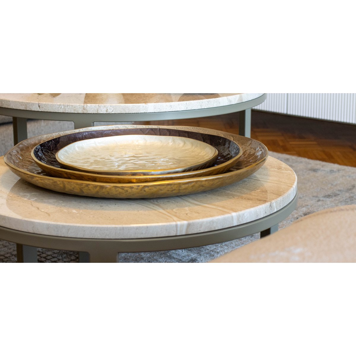Witte aluminium decoratieve schaal rond 29,5cm