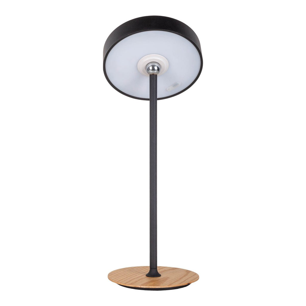 LED -batterijtafellamp magnetisch voor buiten en binnen, gemaakt van metaal en plastic in zwart, 36 cm hoog