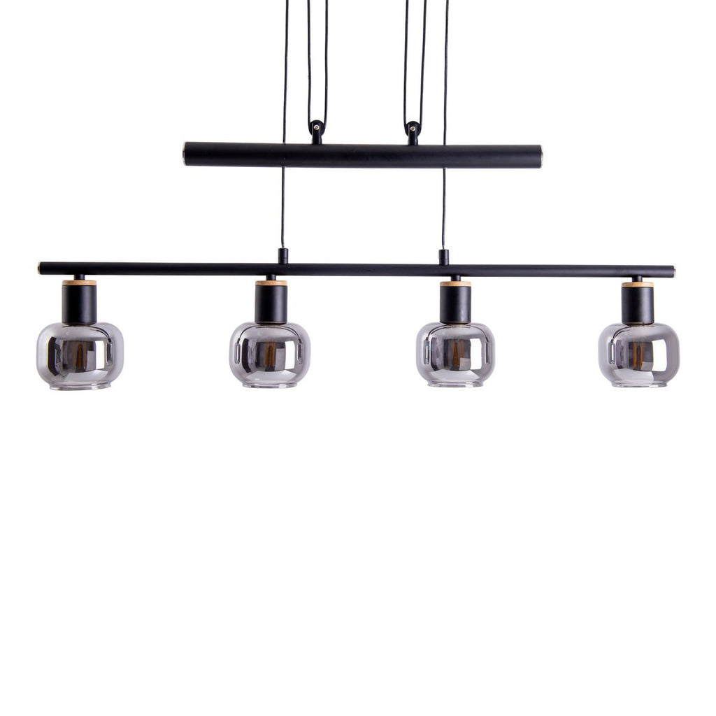 Näve Fumoso Hanglamp 4-lichts 78cm Zwart Rookglas