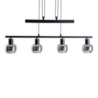 Näve Fumoso Hanglamp 4-lichts 78cm Zwart Rookglas
