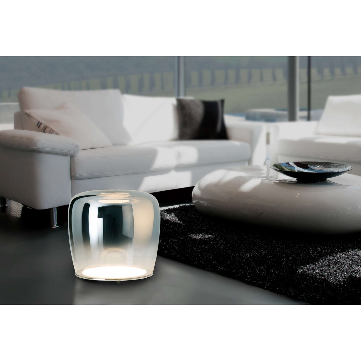 Näve LED Tafellamp Smoky - Wit Ø 43cm Metaal & Glas