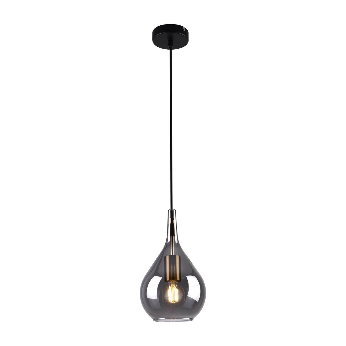 Näve Gota Hanglamp Zwart Rookglas Ø20cm