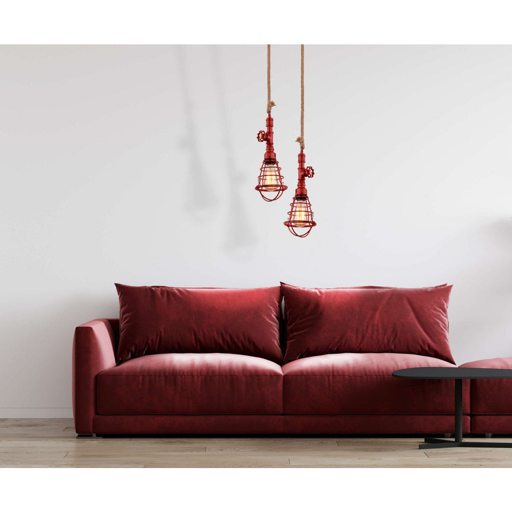 Näve Regia Hanglamp - Rood Metaal Hennep E27