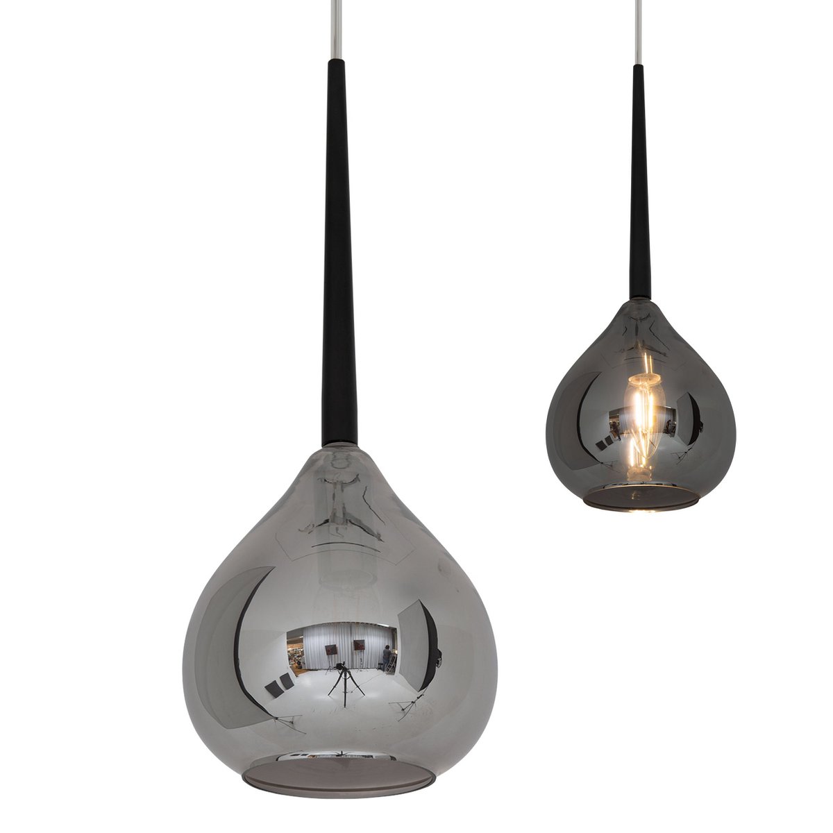 Näve Vaso Hanglamp - Rookglas Antraciet E14