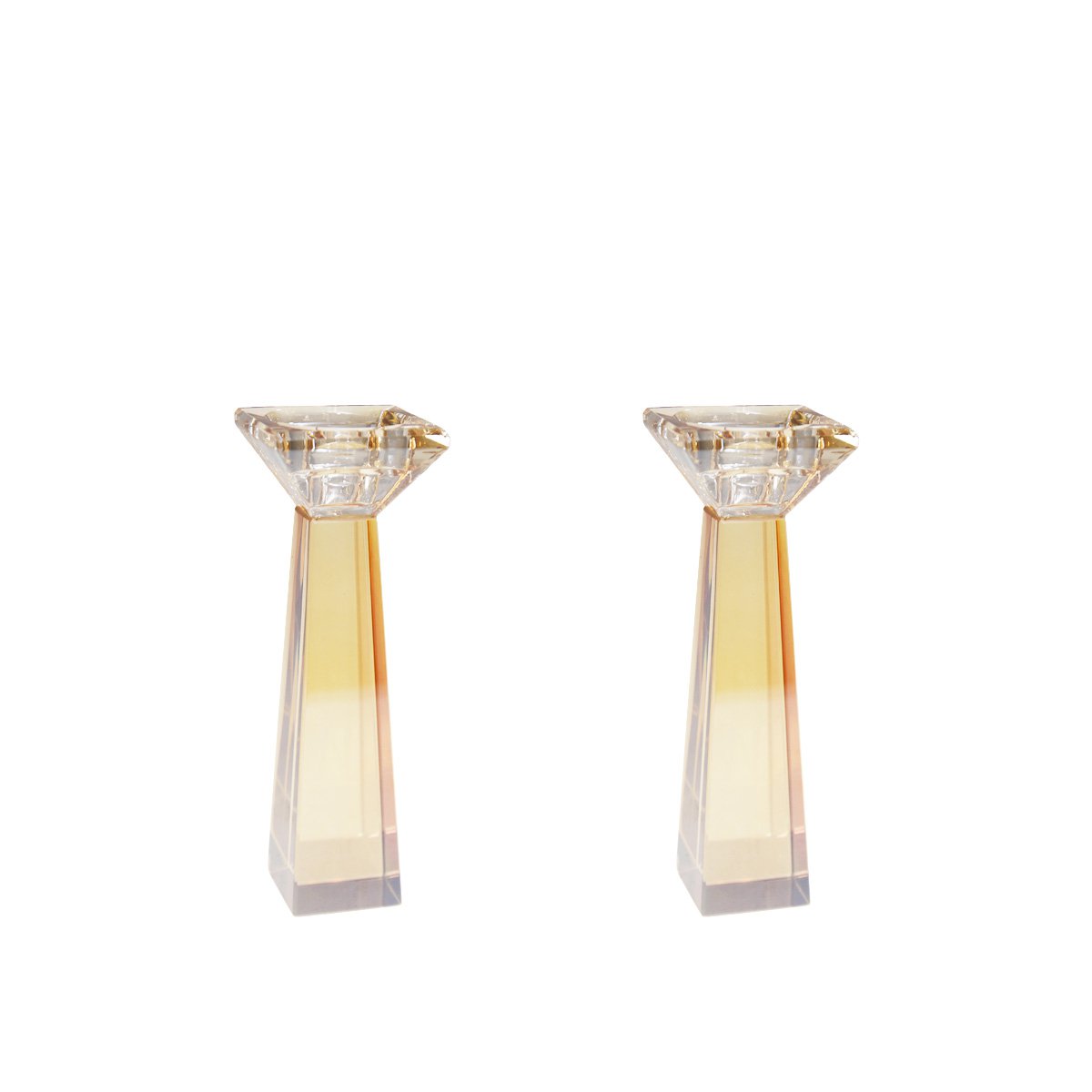 Amberkleurige kandelaars h16cm set 2 - AULICA