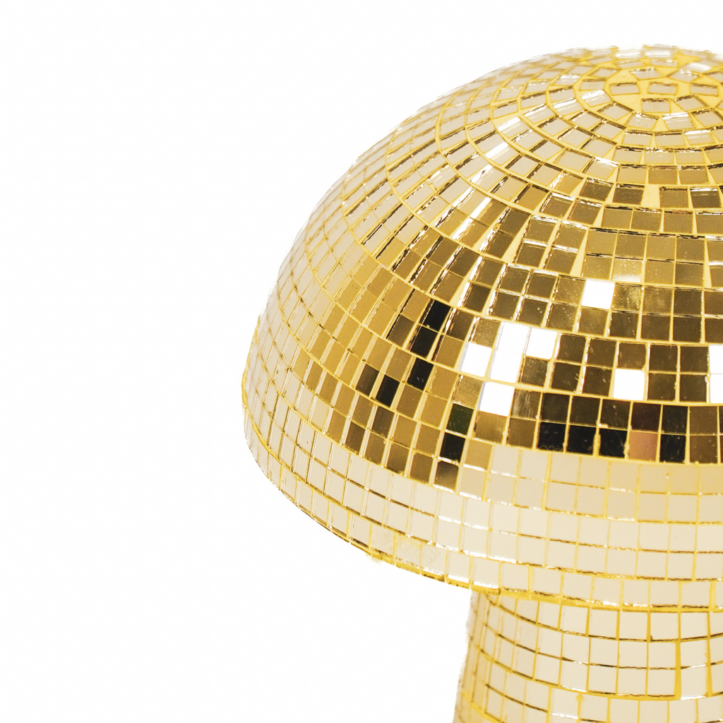 Disco-glitter paddenstoel - Keramiek - Goud - 14x14x14cm