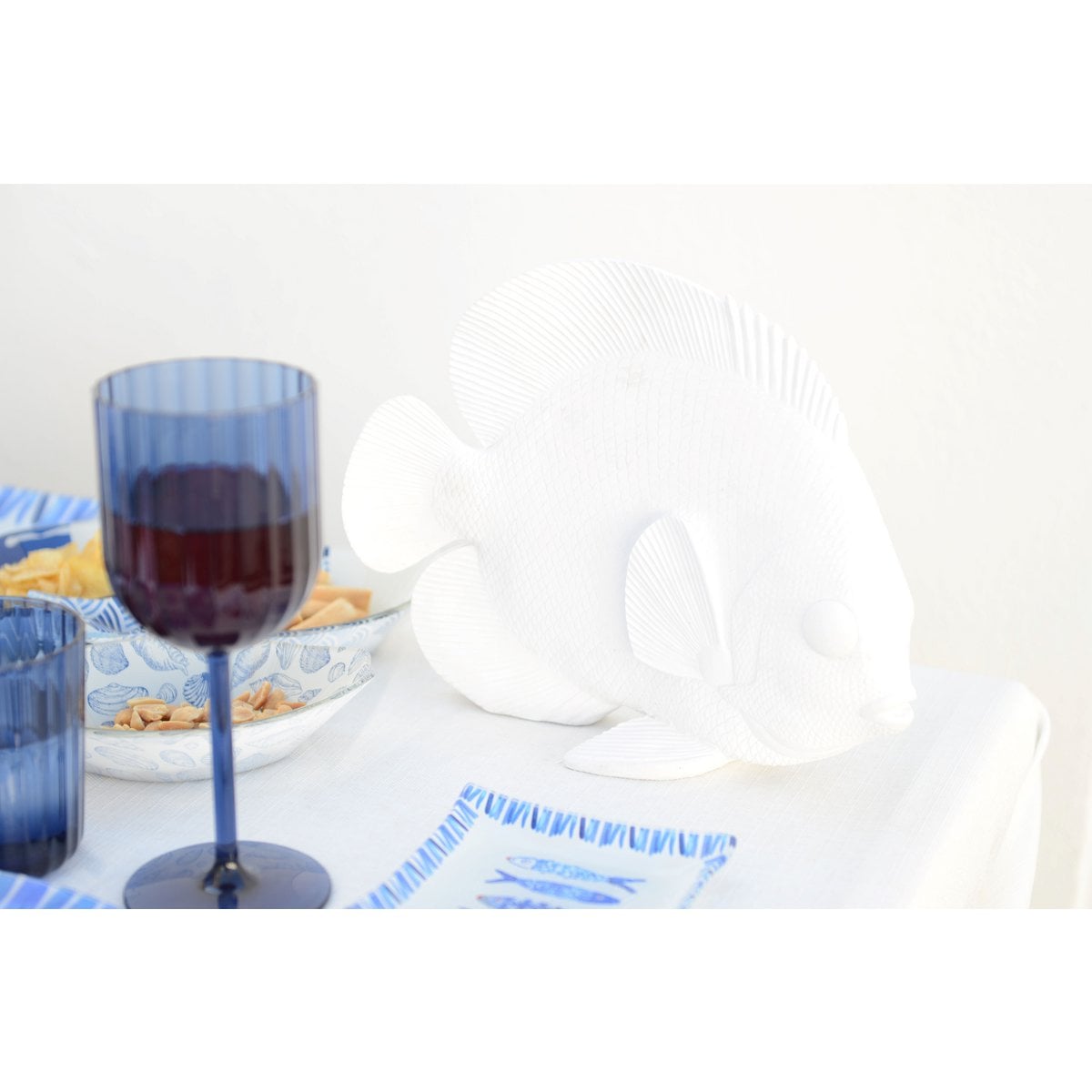 Decoratieve witte vis polyresine 29x12cm
