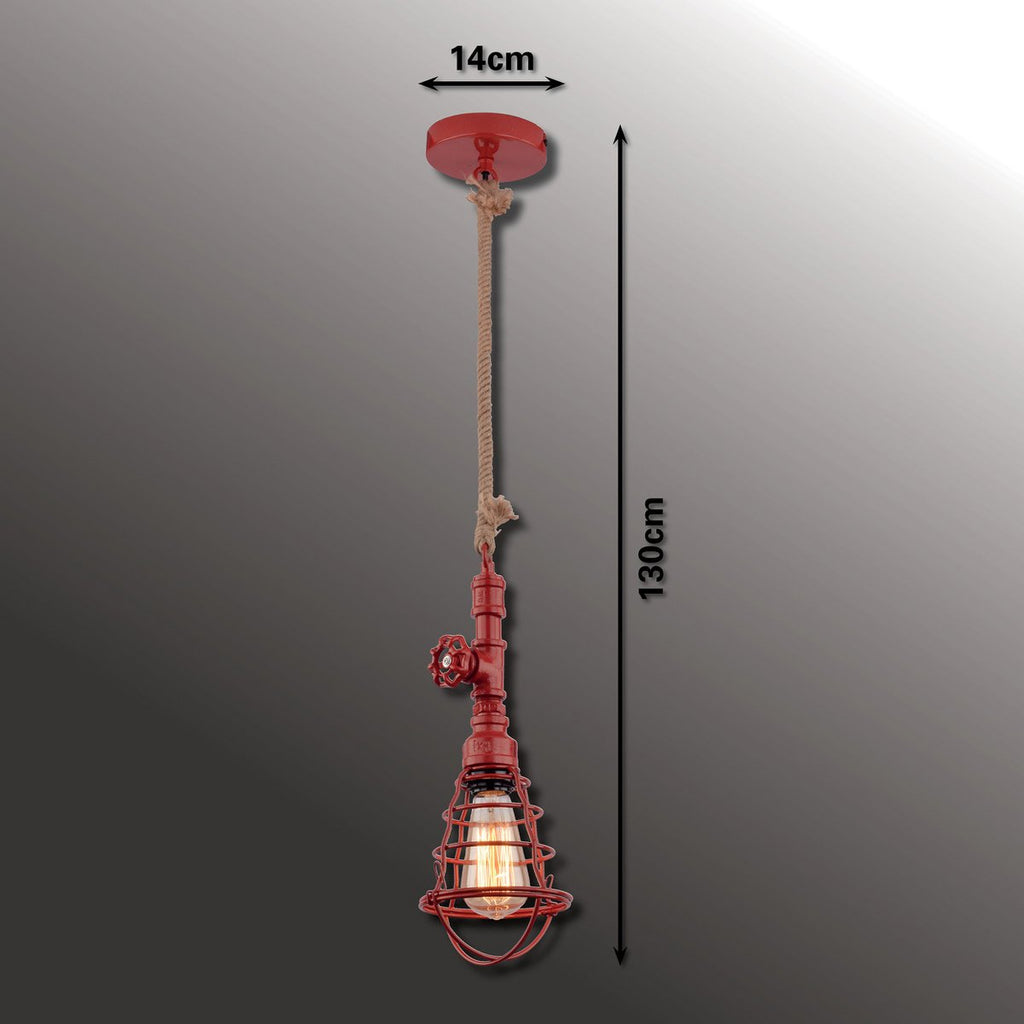 Näve Regia Hanglamp - Rood Metaal Hennep E27