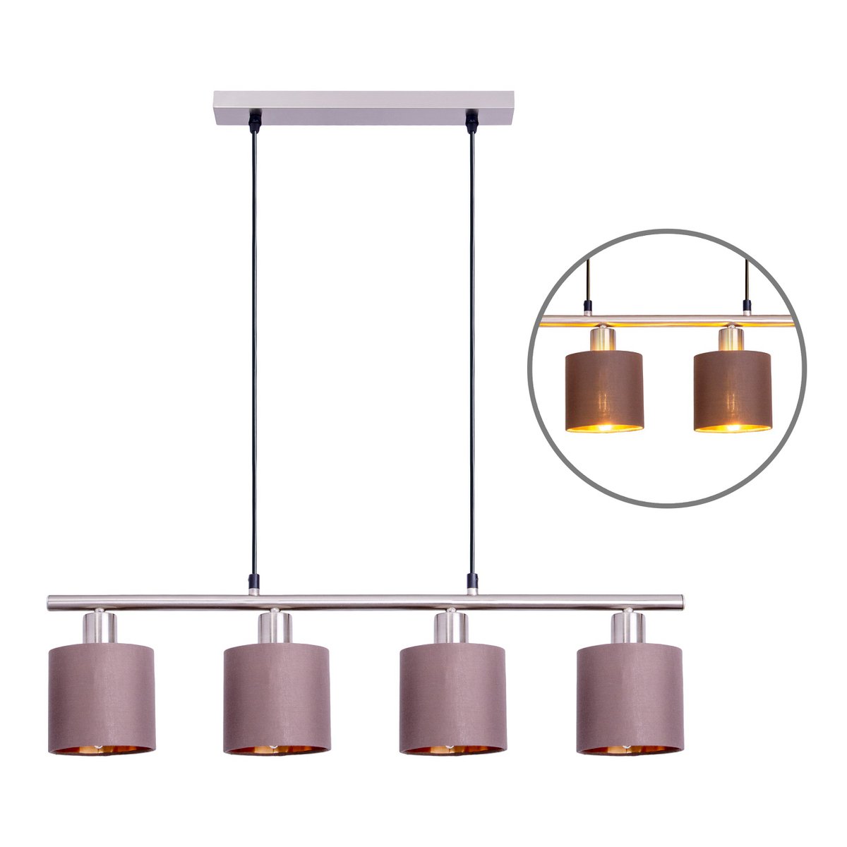 Näve Maron 4-Light Pendant Lamp - Brown 72cm