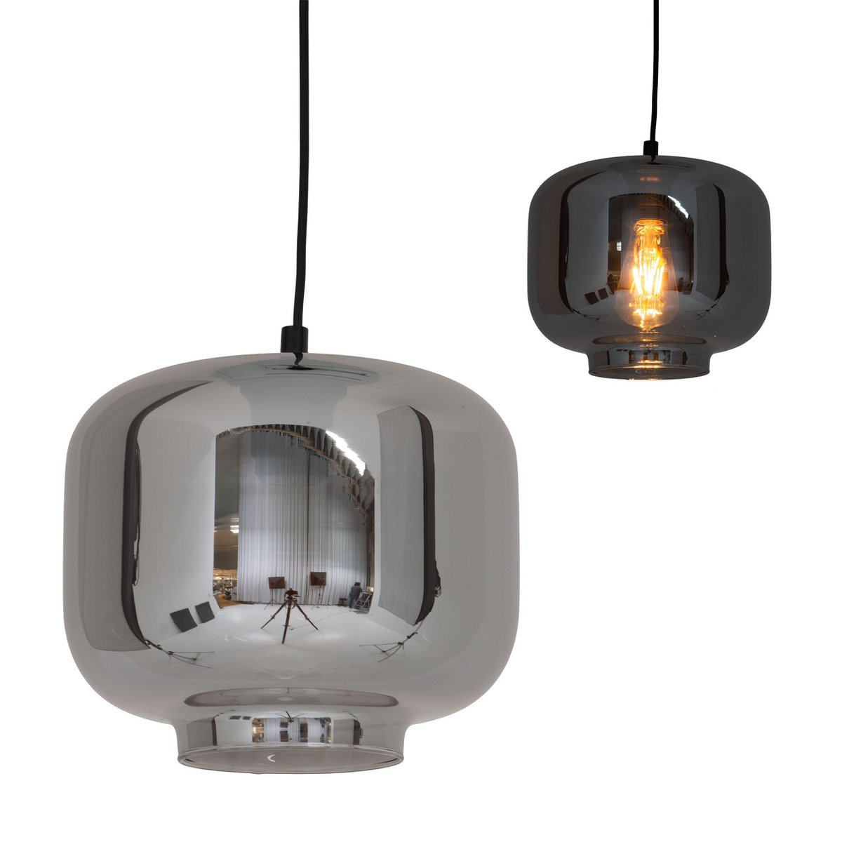 Näve Vaso Hanglamp - Antraciet Rookglas 25cm