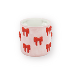 Bloempot met kleurrijke strikken - Licht Roze/Rood - 12,5x12,5x13cm